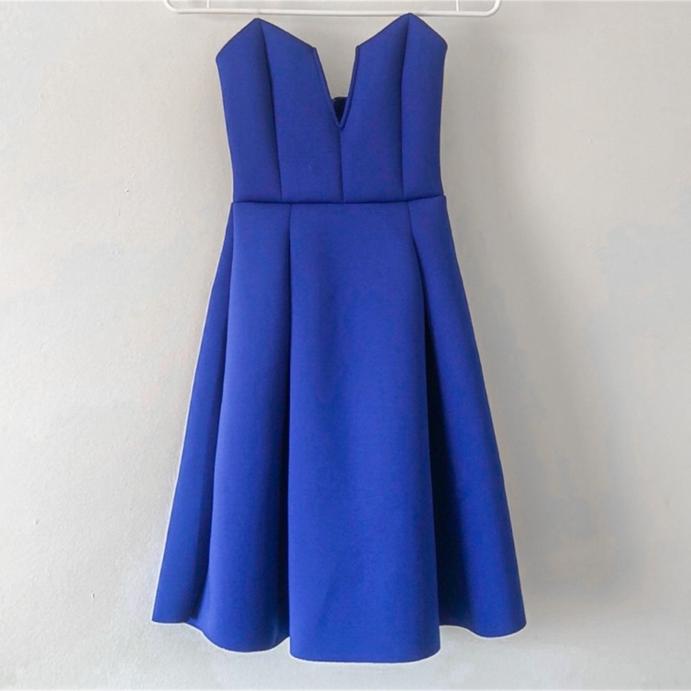Blue Dress Sweetheart Neckline Flowy Skirt